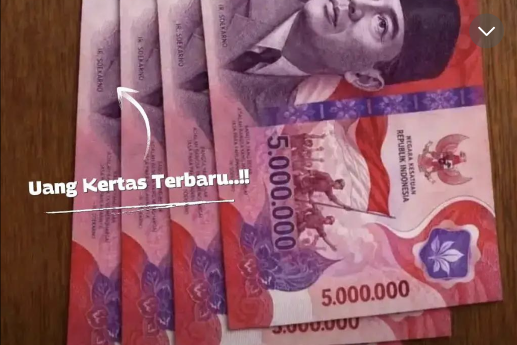 Ilustrasi uang pecahan Rp5 juta yang viral di media sosial dan dipastikan hoaks oleh Bank Indonesia.
